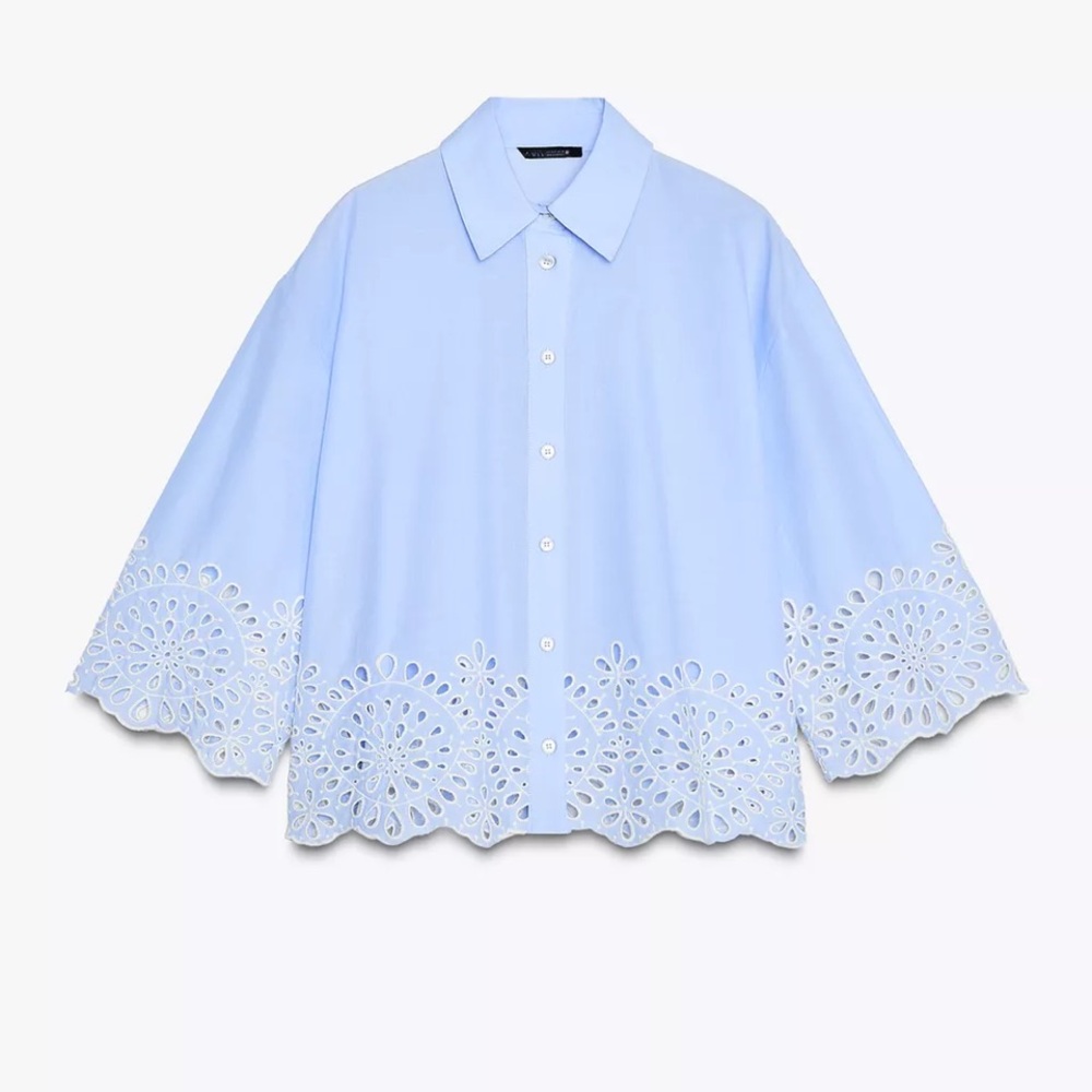 Zara poplin top with eyelet embroidery